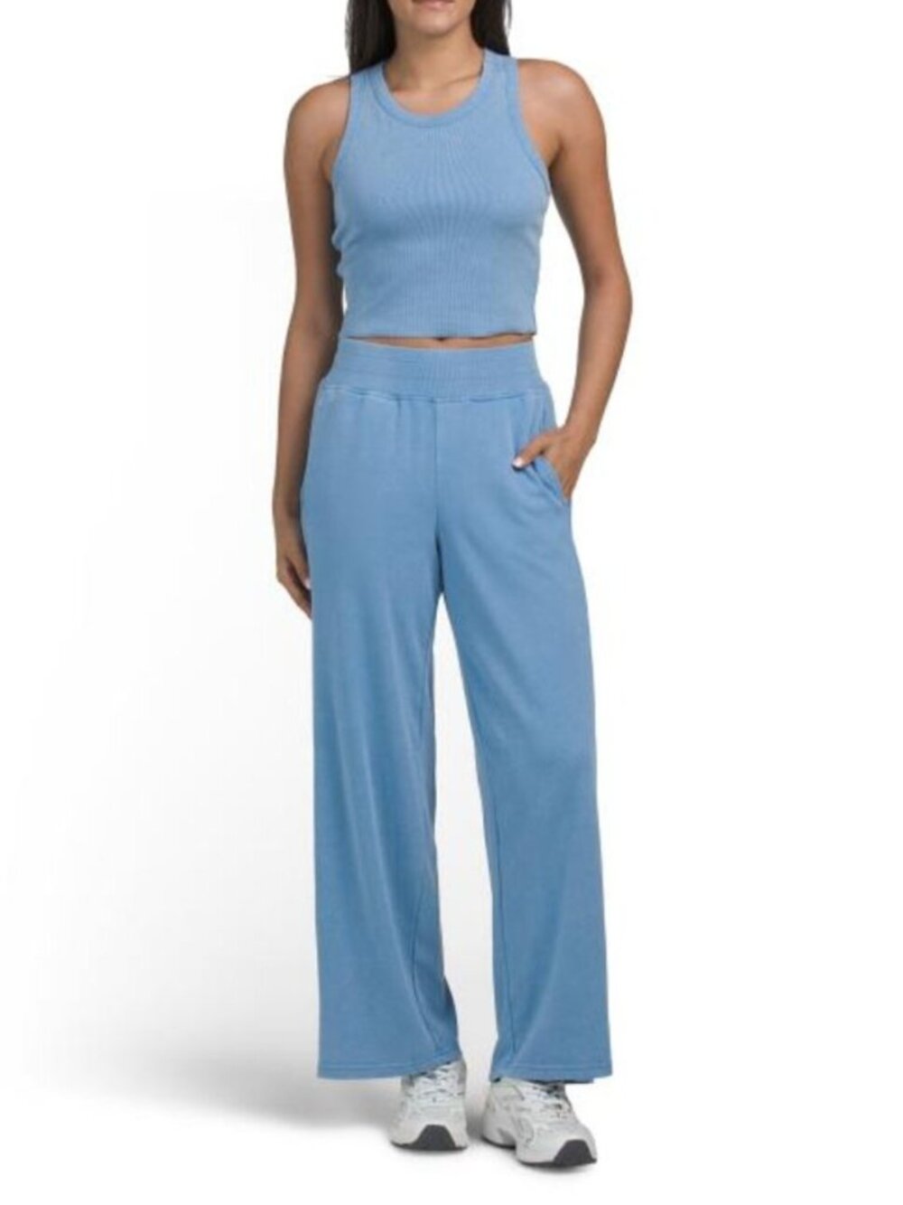 HARMONY 2pc Ribbed Tank Top And Wide Leg Pants Set